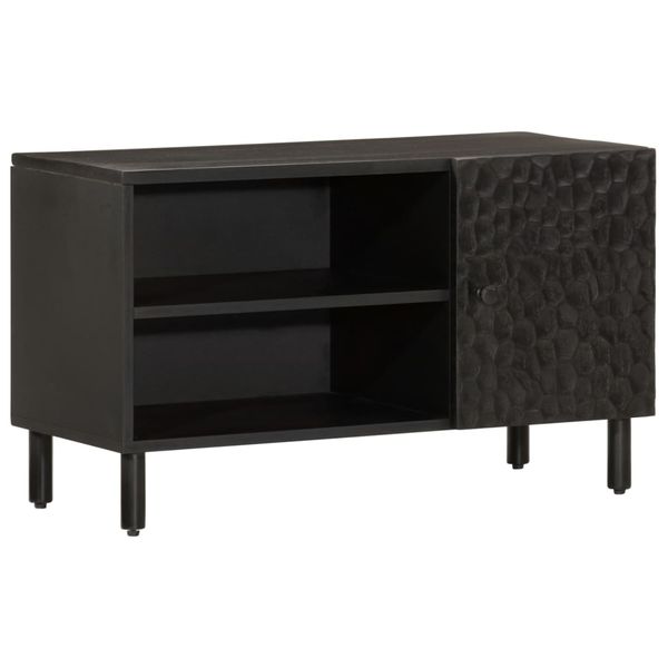vidaXL TV skrinka, čierna 80x31x46 cm, mangový masív
