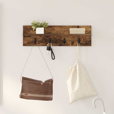 vidaXL Vešiak na stenu Dymová dub 60 x 10,5 x 18 cm Kompozitné drevo