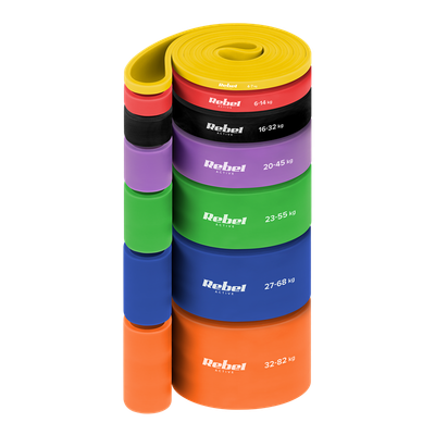 TPE sada cvičebných pásov - Power Band PT-S7, 4-82 kg, 5 pásov, REBEL ACTIVE