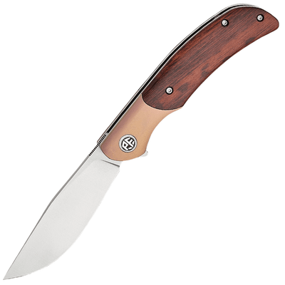 Petrified Fish PFP09SNWO Hourglass vreckový nôž 9 cm, Satin, titán, drevo Snakewood