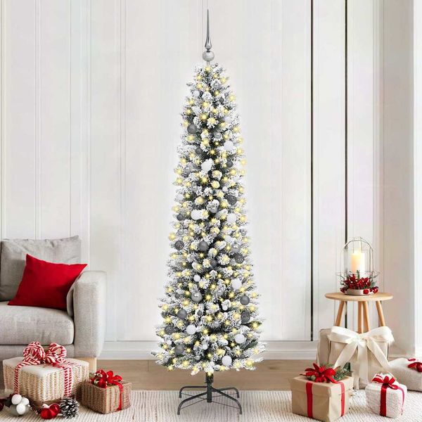 vidaXL Umelý vianočný stromček Biela 210 cm PVC, kov a plast