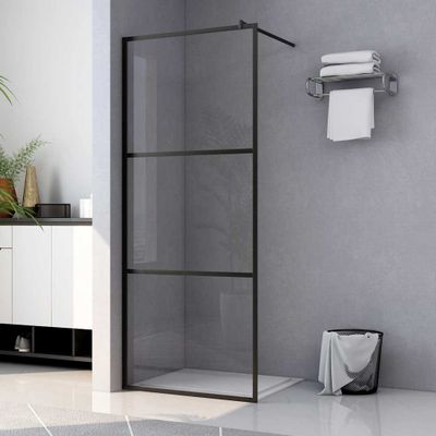 vidaXL Sprchová zástena s priehľadným ESG sklom čierna 100x195 cm
