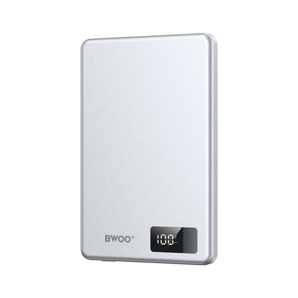 BWOO P75 ultratenká magnetická hliníková powerbanka 20W 5000 mAh, strieborná (GSM193926)