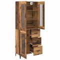 vidaXL Highboard Staré drevo 69,5 x 34 x 180 cm Kompozitné drevo