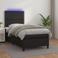 vidaXL Boxspring posteľ s matracom a LED čierna 80x200 cm umelá koža