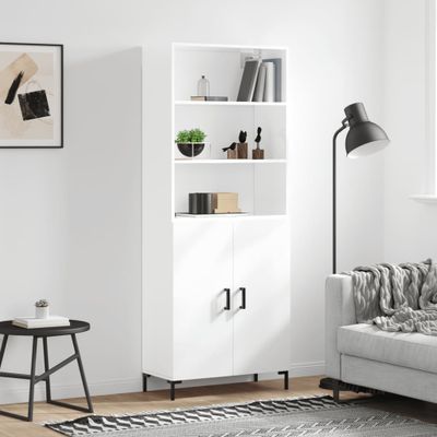 vidaXL Vysoká skrinka lesklá biela 69,5x34x180 cm spracované drevo