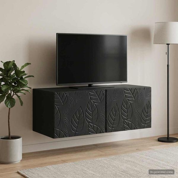 vidaXL Nástenná TV skrinka 98 x 41 x 30 cm Čierna Kompozitné drevo