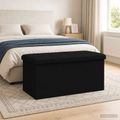 vidaXL Skladacia úložná lavička Čierna 180 kg 80 L 77 x 38 x 38 cm Ľan