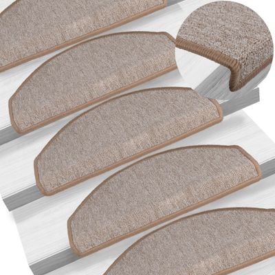vidaXL Schodové rohože 15 ks 65x24x4 cm svetlohnedé polkruhové veľké