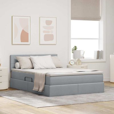 vidaXL Postel s úložným prostorem a matrací Svetlosivá 140 x 200 cm