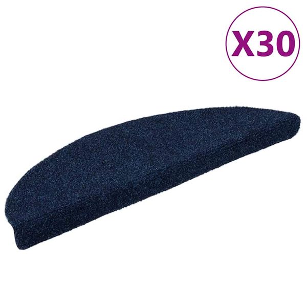 vidaXL Schodové rohože, samolepiace, 30 ks, 56x17x3 cm, námornícke, polkruhové