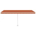 vidaXL Samostatne stojaca automatická markíza 500x300cm oranžovo-hnedá