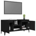 vidaXL TV stolík kovové nohy lesklý čierny 103,5x35x50 cm