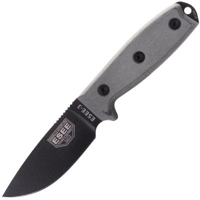 ESEE-3PM-B Model 3  všestranný nôž 9,8 cm, čierna, šedá, Micarta, čierne Zytel puzdro