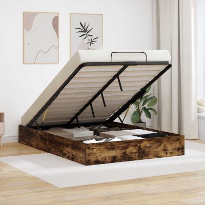 vidaXL Otomanový posteľný rám s úložiskom Údený Dub 203 x 140 x 25 cm