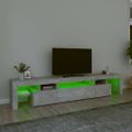vidaXL TV skrinka s LED svetlami betónová sivá 215 x 36,5 x 40 cm