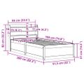 vidaXL Posteľný rám s čelom biely 75x190 cm borovicový masív