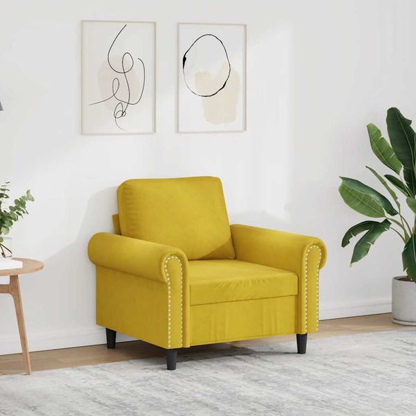 vidaXL Kreslo žlté 60 cm zamat