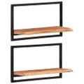 vidaXL Nástenné police 2 ks 60x25x35 cm akáciový masív a oceľ