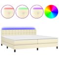 vidaXL Boxspring posteľ s matracom a LED krémová 200x200 cm umelá koža