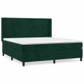 vidaXL Posteľný rám boxsping s matracom tmavozelený 160x200 cm zamat