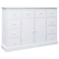vidaXL Komoda s 10 zásuvkami biela 113x30x79 cm drevená