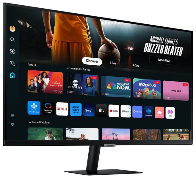 Samsung Smart Monitor/M70D/32"/VA/4K UHD/60Hz/4ms/Black/3R LED monitor, 32", VA, 3840×2160, 16:9, 4ms, 300cd/m2, 3000:1, 3× USB, USB-C, 2× HDMI, Wi-Fi, Bluetooth, en. tř. F, černý