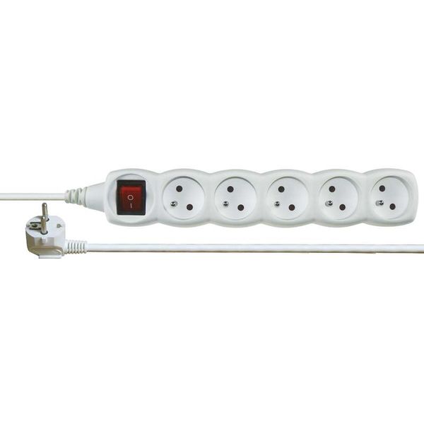 Prodlužovací kabel bílý s vypínačem 5 zásuvek 7m