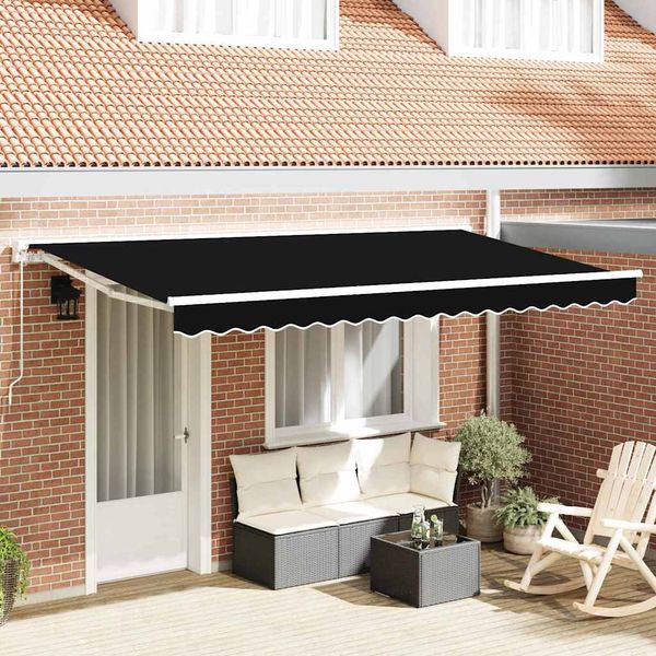 vidaXL Rám markízy Čierna 400 x 200 cm Polyester s PU povrchom
