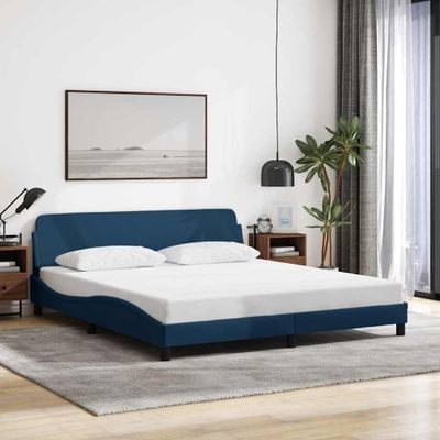 vidaXL Rám postele s čelom Dover modrý 180x200 cm látka