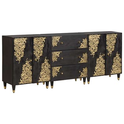 vidaXL Set kabinetov do kúpeľne Nástenný 3 pcs Čierna 180 x 33 x 75 cm