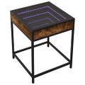 vidaXL Nočný stolík s nekonečnými LED dymový dub 40x40x51 cm