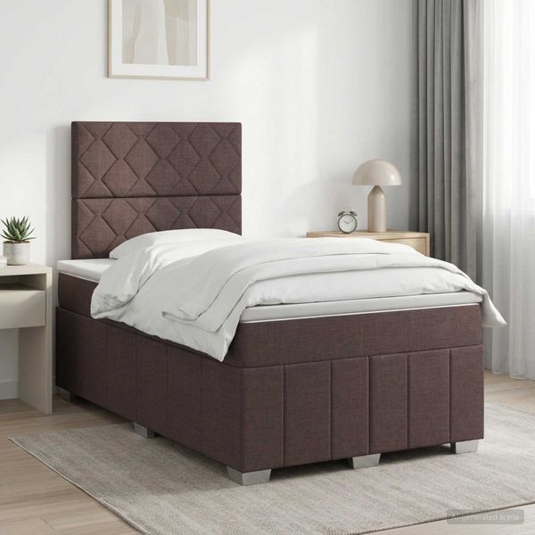 vidaXL Posteľ boxspring s matracom Tmavohnedá 120 x 200 cm Látka