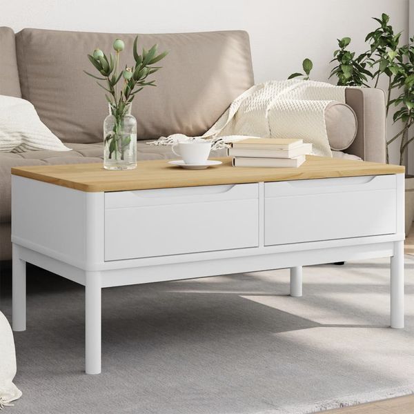 vidaXL Konferenčný stolík FLORO biely 99x55,5x45 cm masívna borovica