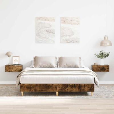 vidaXL Posteľný rám bez matraca dymový dub 140x200 cm kompozitné drevo