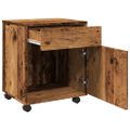 vidaXL Skrinka kolieskach lesklá staré drevo 45x38x54 cm drevotrieska