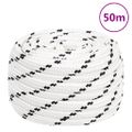 vidaXL Pletené lodné lano biele 20 mm x 50 m polyester