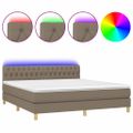 vidaXL Posteľ boxsping s matracom a LED sivohnedá 160x200 cm látka