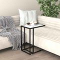vidaXL Počítačový stolík biely mramor 50x35x65 cm tvrdené sklo
