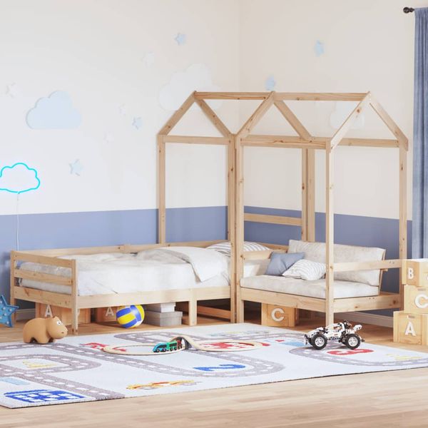 vidaXL Sada postele a lavice so strieškou 80x200 cm borovica