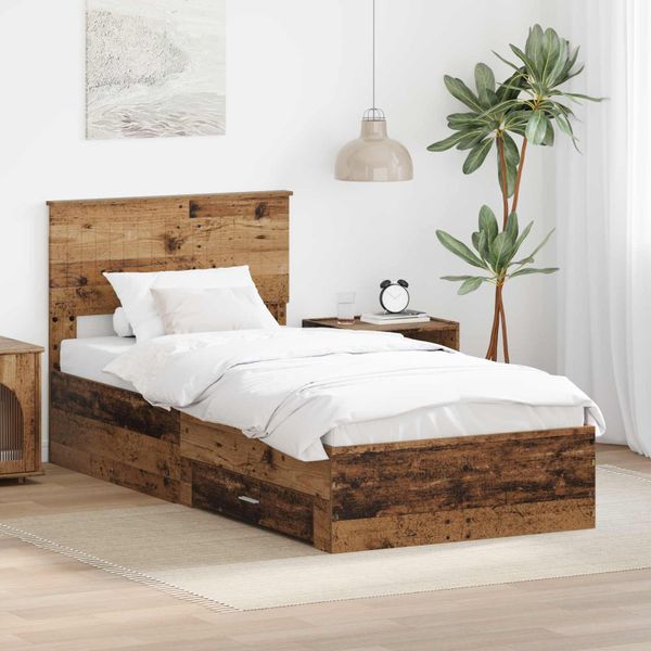 vidaXL Rám postele Staré drevo 90 x 200 cm Kompozitné drevo