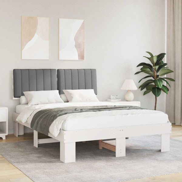 vidaXL Rám postele s čalúneným čelom Svetlosivá 140 x 190 cm