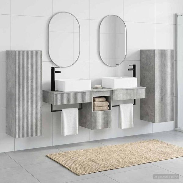 vidaXL Sada kúpeľňového nábytku 5 ks Betónovo sivá 33 x 34,5 x 100 cm
