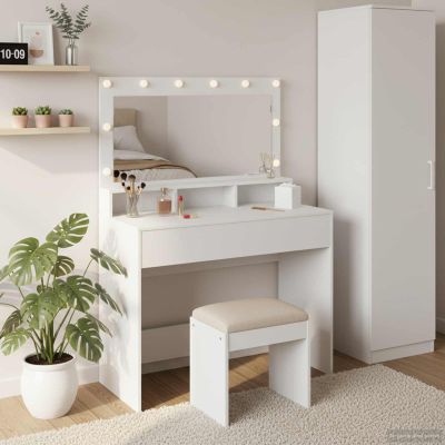vidaXL Toaletný stolík Biela 100 x 41 x 135 cm Kompozitné drevo