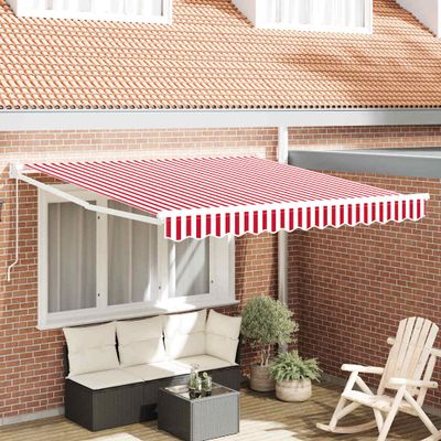 vidaXL Sklopná markíza Červená a Biela 300 x 250 cm