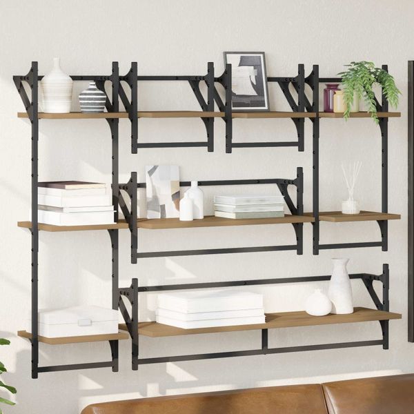 vidaXL Sada nástenných políc 6 pcs Remeselný dub 100 x 25 x 30 cm