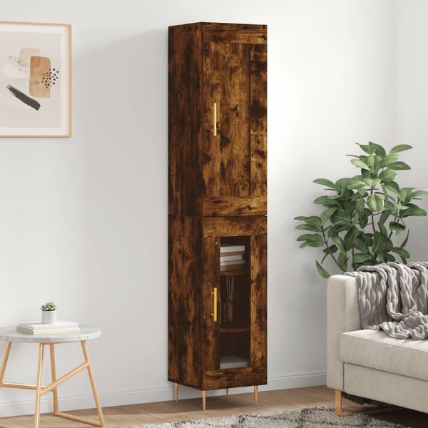 vidaXL Vysoká skrinka dymový dub 34,5x34x180 cm kompozitné drevo