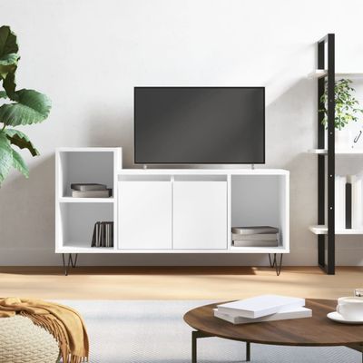 vidaXL TV skrinka lesklá biela 100x35x55 cm spracované drevo