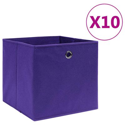 vidaXL Úložné boxy 10 ks, netkaná textília 28x28x28 cm, fialové