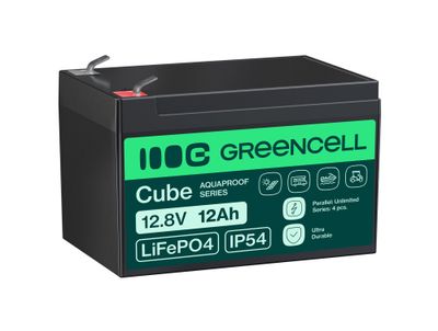Green Cell LFPGC12V12AH CUBE LiFePO4 batéria 12Ah 12.8V 153.6Wh